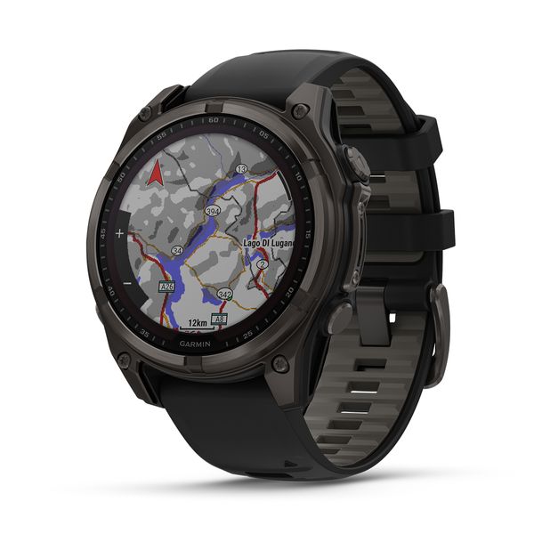 Garmin fēnix 8 Solar 47mm Sapphire Titanium Carbon Gray with Black and Pebble Gray SmartWatch