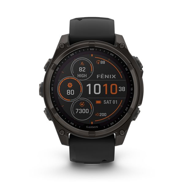 Garmin fēnix 8 Solar 47mm Sapphire Titanium Carbon Gray with Black and Pebble Gray SmartWatch