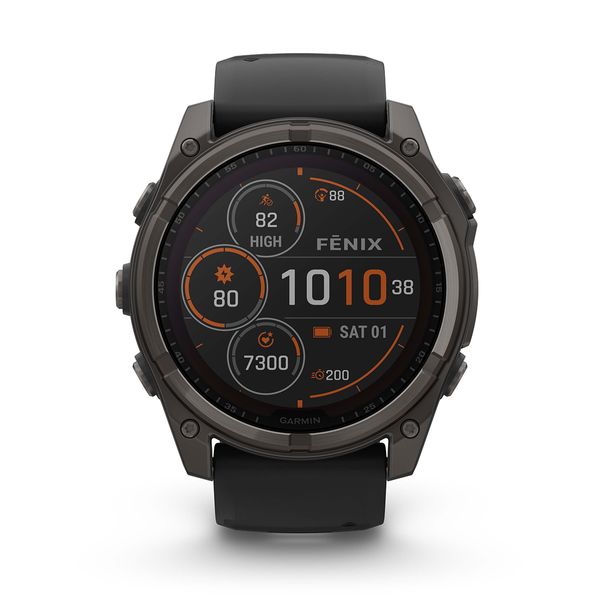 Garmin fēnix 8 Solar 51mm Sapphire Titanium Carbon Gray with Black and Pebble Gray SmartWatch