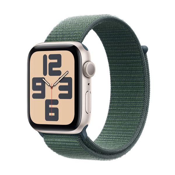 Apple Watch SE GPS 40mm Starlight Aluminium Case with Lake Green Sport Loop SmartWatch