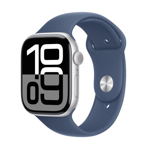 Apple Watch Series 10 GPS 46mm Silver Aluminium Case with Denim Sport Band - M/L SmartWatch