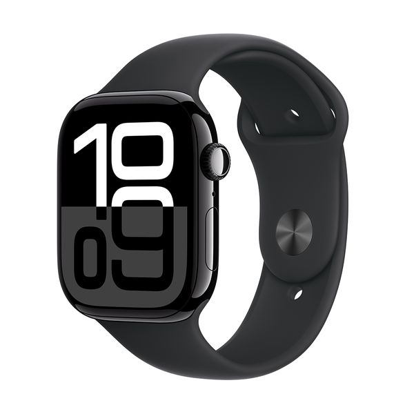 Apple Watch Series 10 GPS 46mm Jet Black Aluminium Case with Black Sport Band - S/M SmartWatch