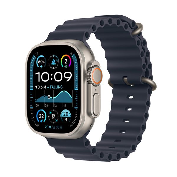 Apple Watch Ultra 2 GPS + Cellular 49mm Natural Titanium Case with Navy Ocean Band SmartWatch