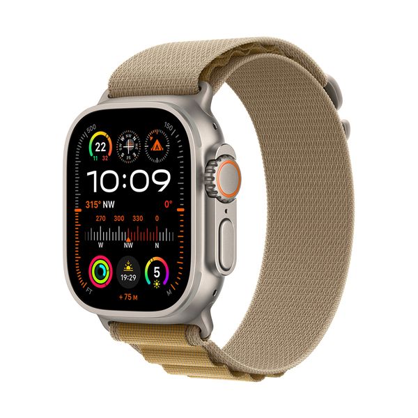 Apple Watch Ultra 2 GPS + Cellular 49mm Natural Titanium Case with Tan Alpine Loop - Small SmartWatch