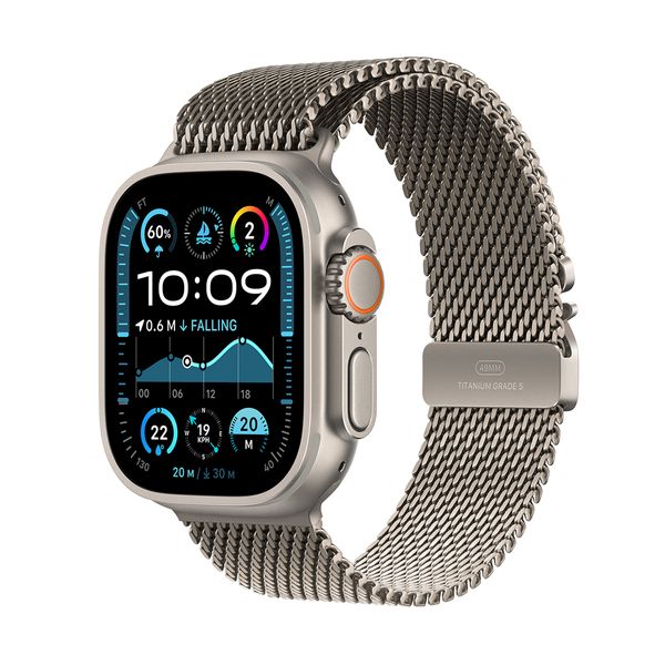 Apple Watch Ultra 2 GPS + Cellular 49mm Natural Titanium Case with Natural Titanium Milanese Loop - S SmartWatch