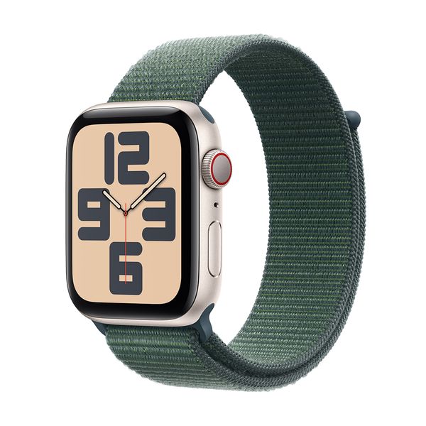 Apple Watch SE GPS + Cellular 40mm Starlight Aluminium Case with Lake Green Sport Loop SmartWatch