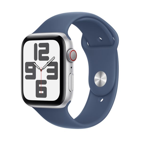 Apple Watch SE GPS + Cellular 44mm Silver Aluminium Case with Denim Sport Band - M/L SmartWatch