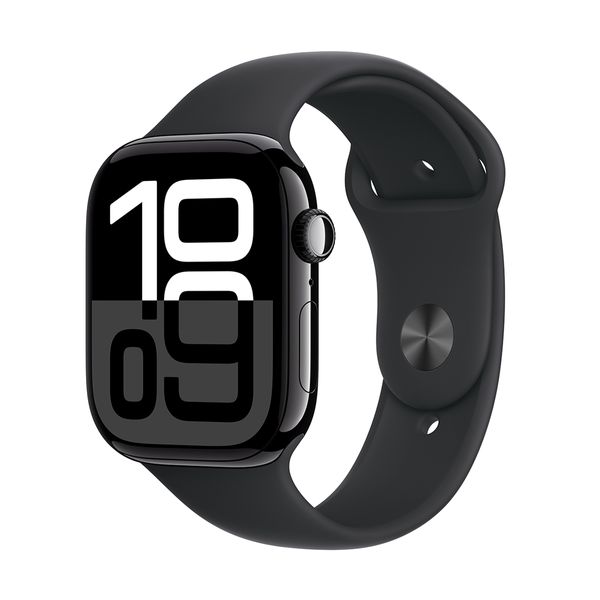 Apple Watch Series 10 GPS + Cellular 42mm Jet Black Aluminium Case with Black Sport Band - M/L SmartWatch