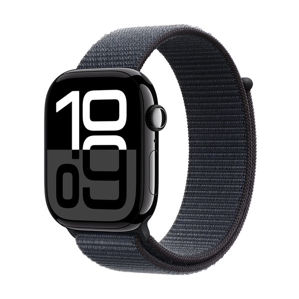 Apple Watch Series 10 GPS + Cellular 42mm Jet Black Aluminium Case with Ink Sport Loop SmartWatch