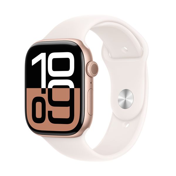 Apple Watch Series 10 GPS + Cellular 42mm Rose Gold Aluminium Case with Light Blush Sport Band - M/L SmartWatch