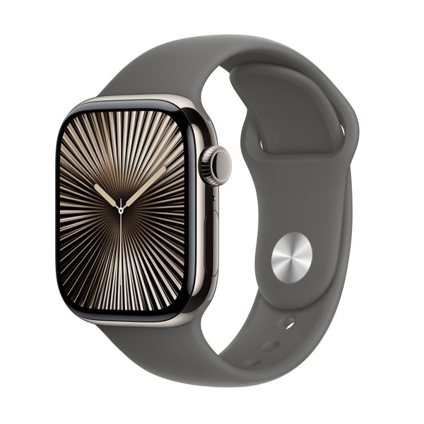 Apple Watch Series 10 GPS + Cellular 42mm Natural Titanium Case with Stone Grey Sport Band - M/L SmartWatch