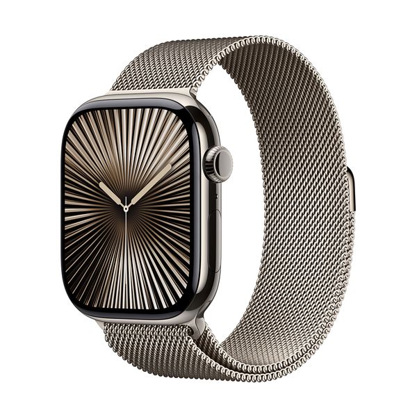 Apple Watch Series 10 GPS + Cellular 42mm Natural Titanium Case with Natural Milanese Loop SmartWatch