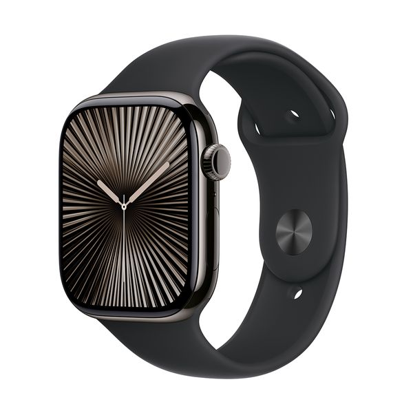 Apple Watch Series 10 GPS + Cellular 42mm Slate Titanium Case with Black Sport Band - M/L SmartWatch