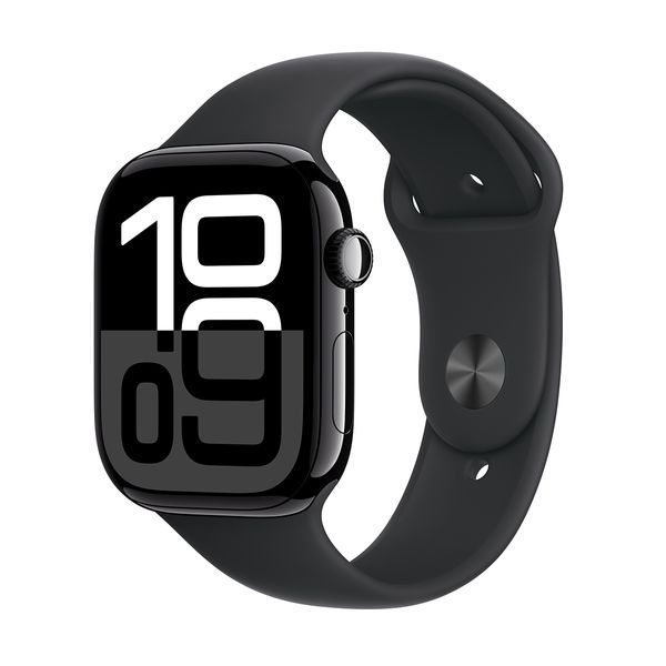 Apple Watch Series 10 GPS + Cellular 46mm Jet Black Aluminium Case with Black Sport Band - S/M SmartWatch