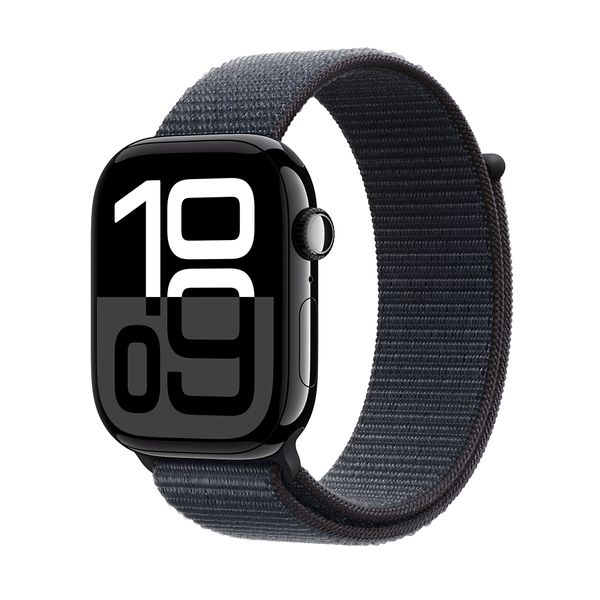Apple Watch Series 10 GPS + Cellular 46mm Jet Black Aluminium Case with Ink Sport Loop SmartWatch