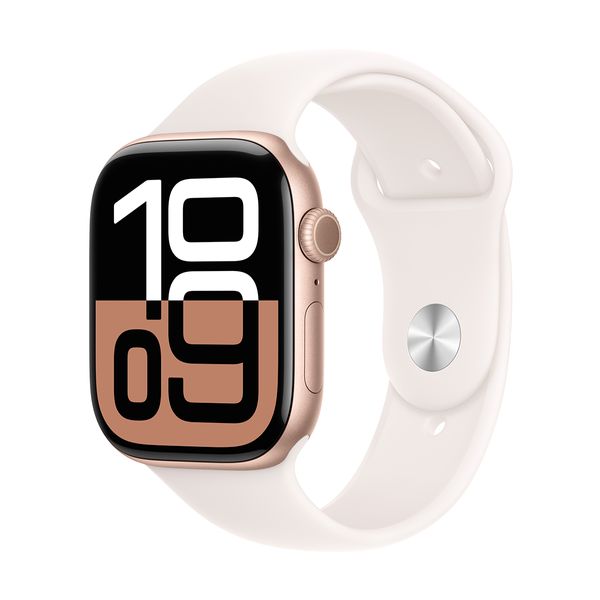 Apple Watch Series 10 GPS + Cellular 46mm Rose Gold Aluminium Case with Light Blush Sport Band - S/M SmartWatch