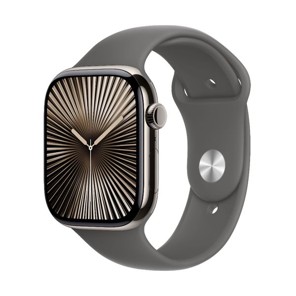 Apple Watch Series 10 GPS + Cellular 46mm Natural Titanium Case with Stone Grey Sport Band - S/M SmartWatch