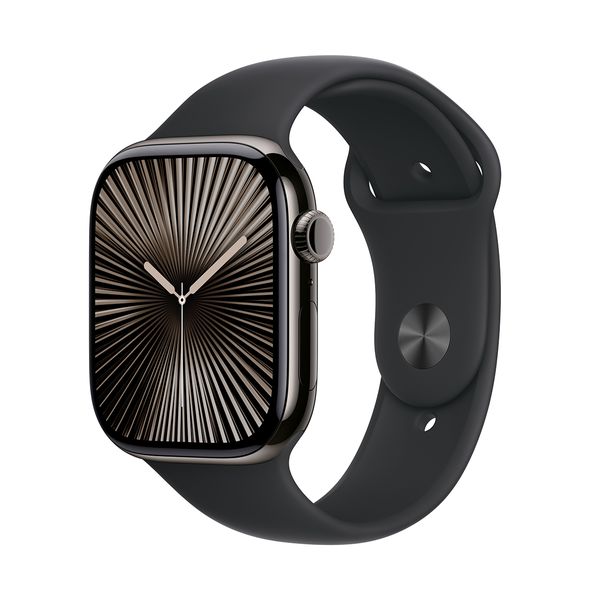 Apple Watch Series 10 GPS + Cellular 46mm Slate Titanium Case with Black Sport Band - S/M SmartWatch