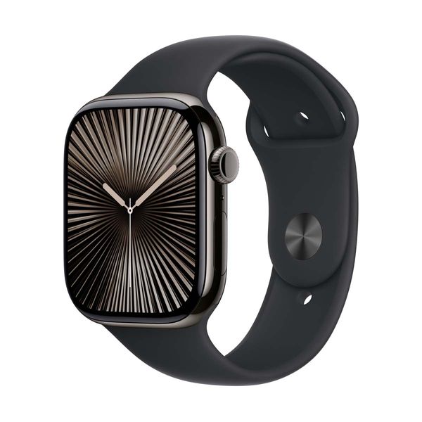 Apple Watch Series 10 GPS + Cellular 46mm Slate Titanium Case with Black Sport Band - M/L SmartWatch