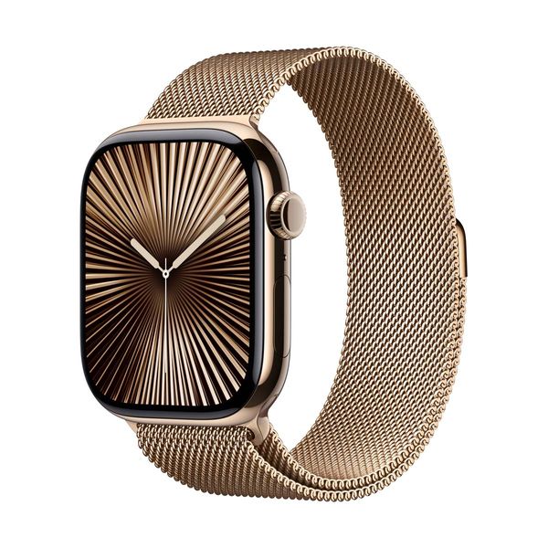 Apple Watch Series 10 GPS + Cellular 46mm Gold Titanium Case with Gold Milanese Loop - M/L SmartWatch
