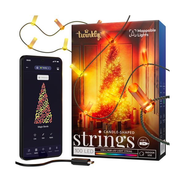 Twinkly Candle Shaped 100xRGB LED USB-C Λαμπάκια