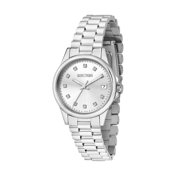 Sector 230 Crystals Silver Stainless Steel Bracelet Ρολόι Χειρός