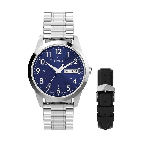 Timex Main Street Silver Stainless Steel Bracelet Gift Set Ρολόι Χειρός