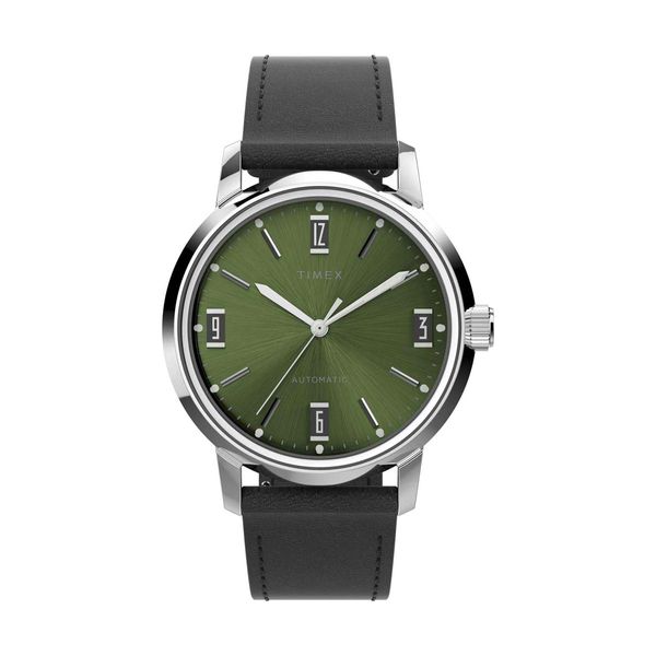 Timex Marlin Automatic Black Leather Strap Ρολόι Χειρός
