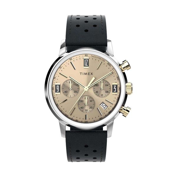 Timex Marlin Chronograph Brown Leather Strap Ρολόι Χειρός