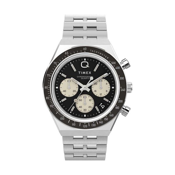 Timex Q Chronograph Silver Stainless Steel Bracelet Ρολόι Χειρός