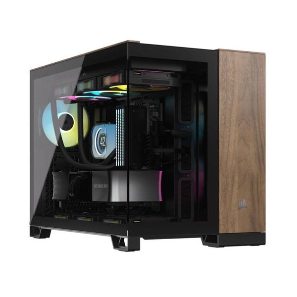 Corsair 2500X Micro ATX Dual Chamber Black/Walnut Wood Κουτί Η/Υ