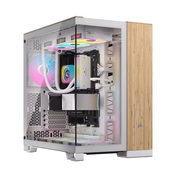 Corsair 6500X Mid-Tower Dual Chamber White/Bamboo Wood Κουτί Η/Υ