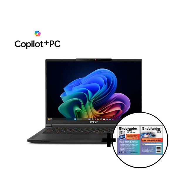 MSI Stealth A16 AI+ Copilot+ PC R9-HX370/32GB/1TB RTX 4070 8GB &amp Bitdefender Total Security Laptop