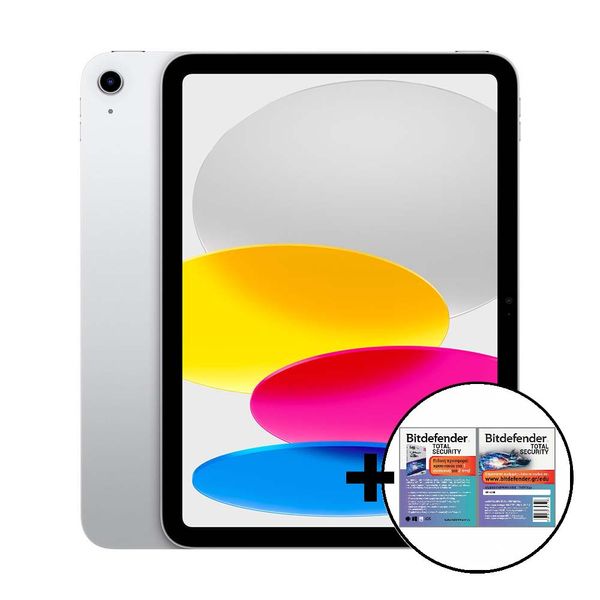 Apple iPad 10.9&quot 10th Gen Wi-Fi 256GB Silver &amp Bitdefender Total Security Tablet