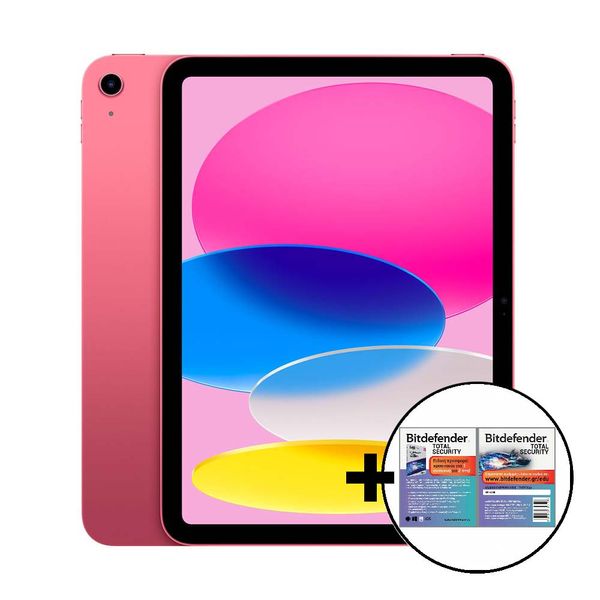 Apple iPad 10.9&quot 10th Gen Wi-Fi 256GB Pink &amp Bitdefender Total Security Tablet