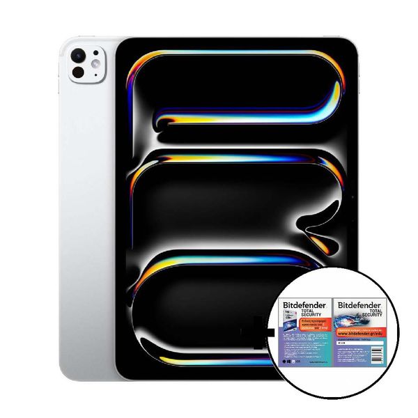 Apple iPad Pro 11&quot M4 Standard Glass 512GB Wi-Fi Silver &amp Bitdefender Total Security Tablet