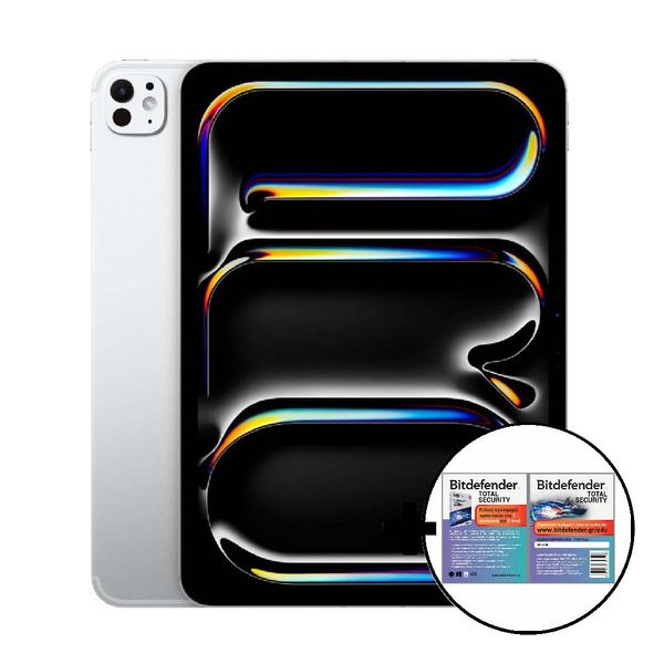 Apple iPad Pro 11&quot M4 Standard Glass 2TB 5G Silver &amp Bitdefender Total Security Tablet