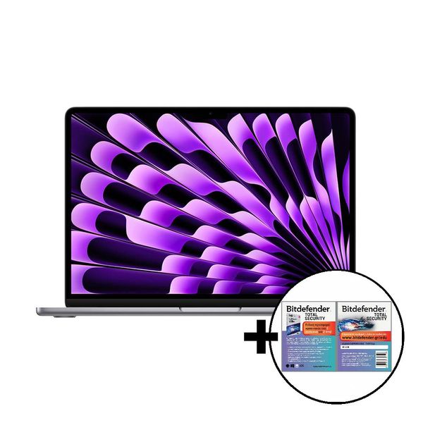 Apple MacBook Air 13 M3 8-Core/16GB/512GB/10-Core GPU Space Gray &amp Bitdefender Total Security Laptop