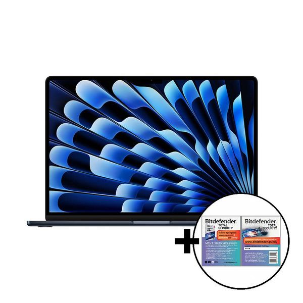 Apple MacBook Air 15 M3 8-Core/16GB/256GB/10-Core GPU Midnight &amp Bitdefender Total Security