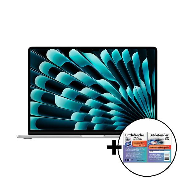 Apple MacBook Air 15 M3 8-Core/8GB/512GB/10-Core GPU Silver &amp Bitdefender Total Security Laptop