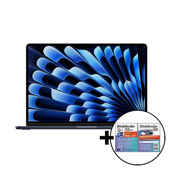 Apple MacBook Air 15 M3 8-Core/16GB/512GB/10-Core GPU Midnight &amp Bitdefender Total Security Laptop