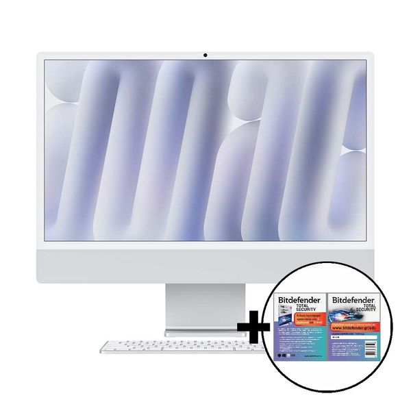 Apple iMac 24&quot M4 8-Core/16GB/256GB 8GPU Silver &amp Bitdefender Total Security All in One PC