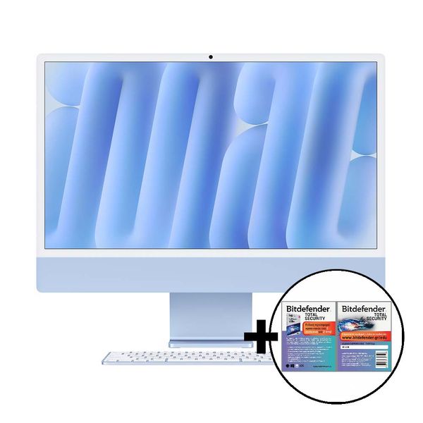 Apple iMac 24&quot M4 8-Core/16GB/256GB 8GPU Blue &amp Bitdefender Total Security All in One PC