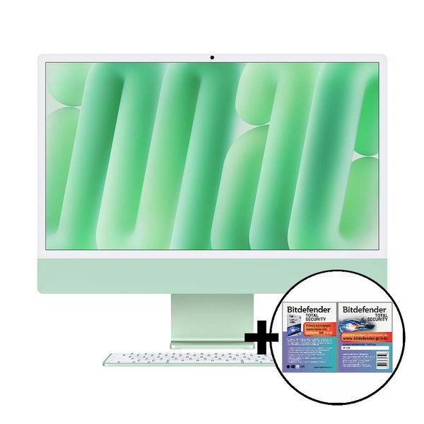 Apple iMac 24&quot M4 8-Core/16GB/256GB 8GPU Green &amp Bitdefender Total Security All in One PC