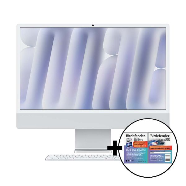 Apple iMac 24&quot M4 10-Core/16GB/256GB 10GPU Nano Texture Glass Silver &amp Bitdefender Total Security All in One PC