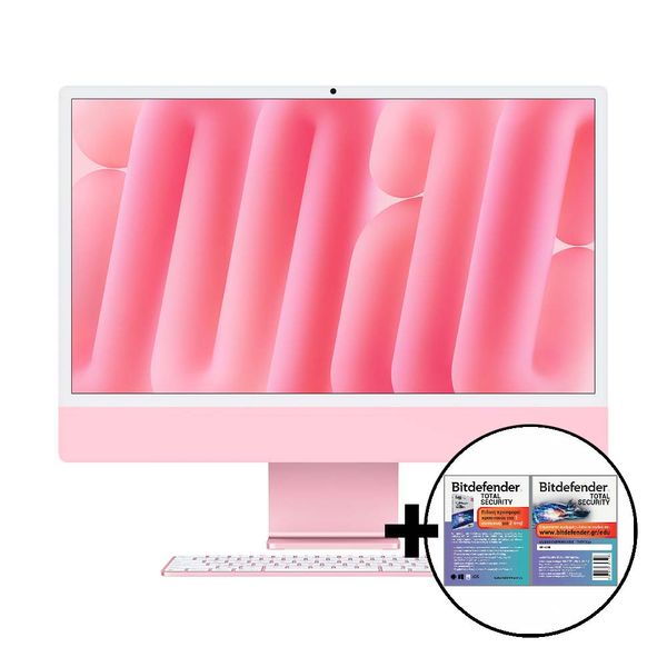 Apple iMac 24&quot M4 10-Core/16GB/512GB 10GPU Pink &amp Bitdefender Total Security All in One PC