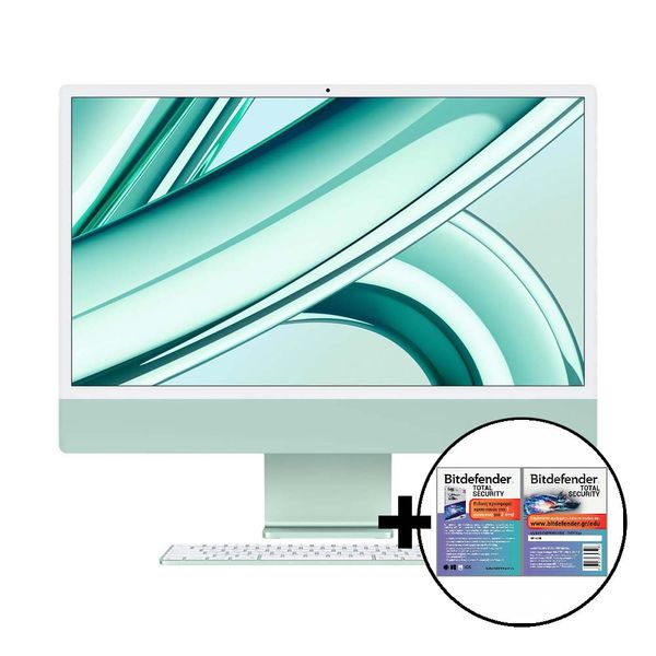 Apple iMac 24&quot M3 8-Core/8GB/256GB/8-Core GPU Green &amp Bitdefender Total Security All in One PC