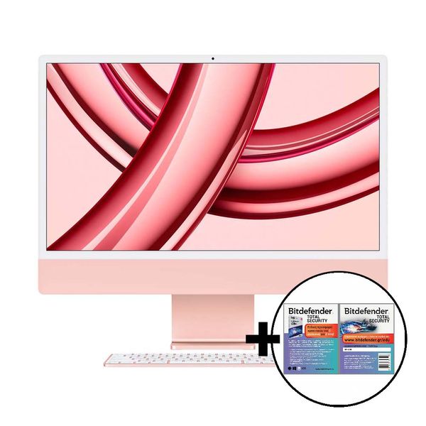 Apple iMac 24&quot M3 8-Core/8GB/256GB/8-Core GPU Pink &amp Bitdefender Total Security All in One PC