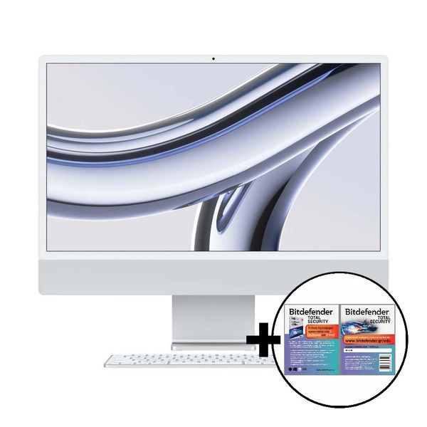 Apple iMac 24&quot M3 8-Core/8GB/256GB/10-Core GPU Silver &amp Bitdefender Total Security All in One PC