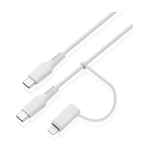 Sandstrom USB-C σε USB-C& Lightning 1m Λευκό Καλώδιο